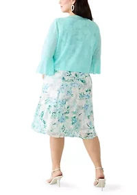 Plus Sleeveless Dress with Lace Jacket