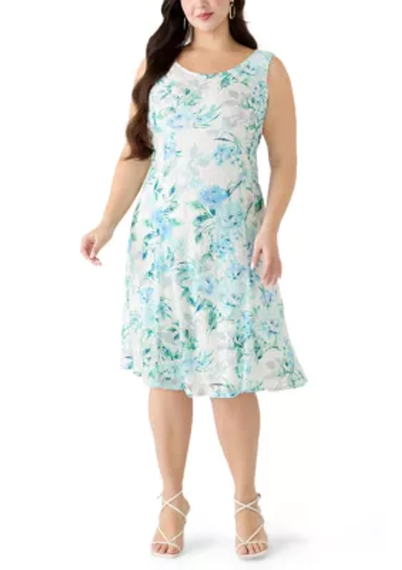 Plus Sleeveless Dress with Lace Jacket