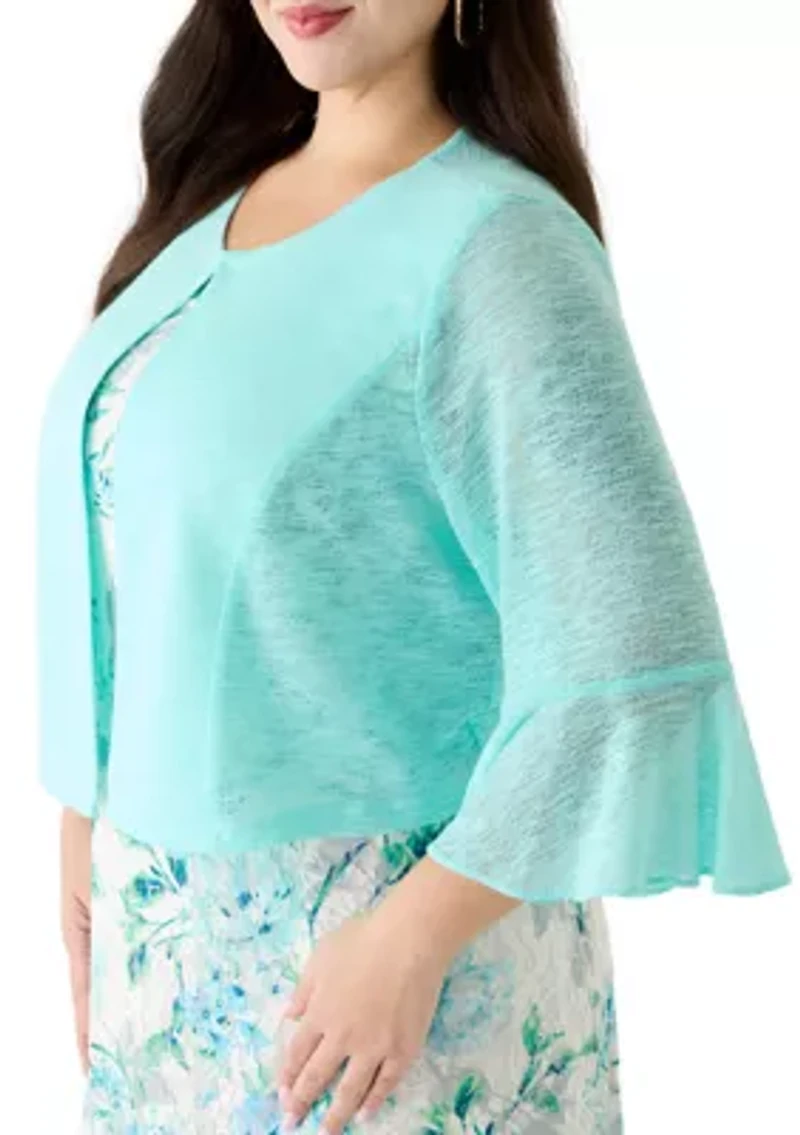 Plus Sleeveless Dress with Lace Jacket