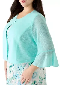 Plus Sleeveless Dress with Lace Jacket