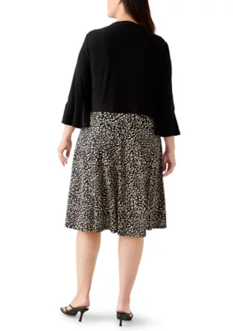 Plus Crew Neck Printed Jacket Dress
