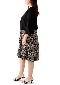 Plus Crew Neck Printed Jacket Dress