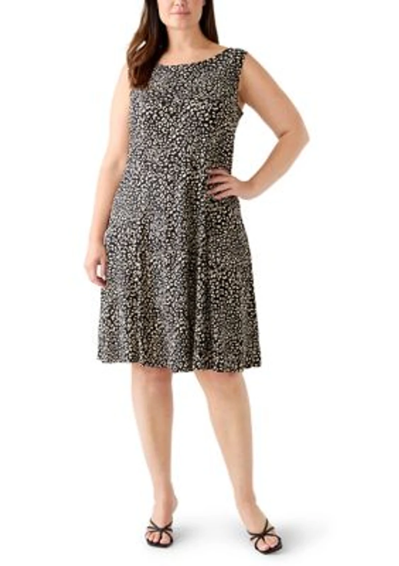 Plus Crew Neck Printed Jacket Dress
