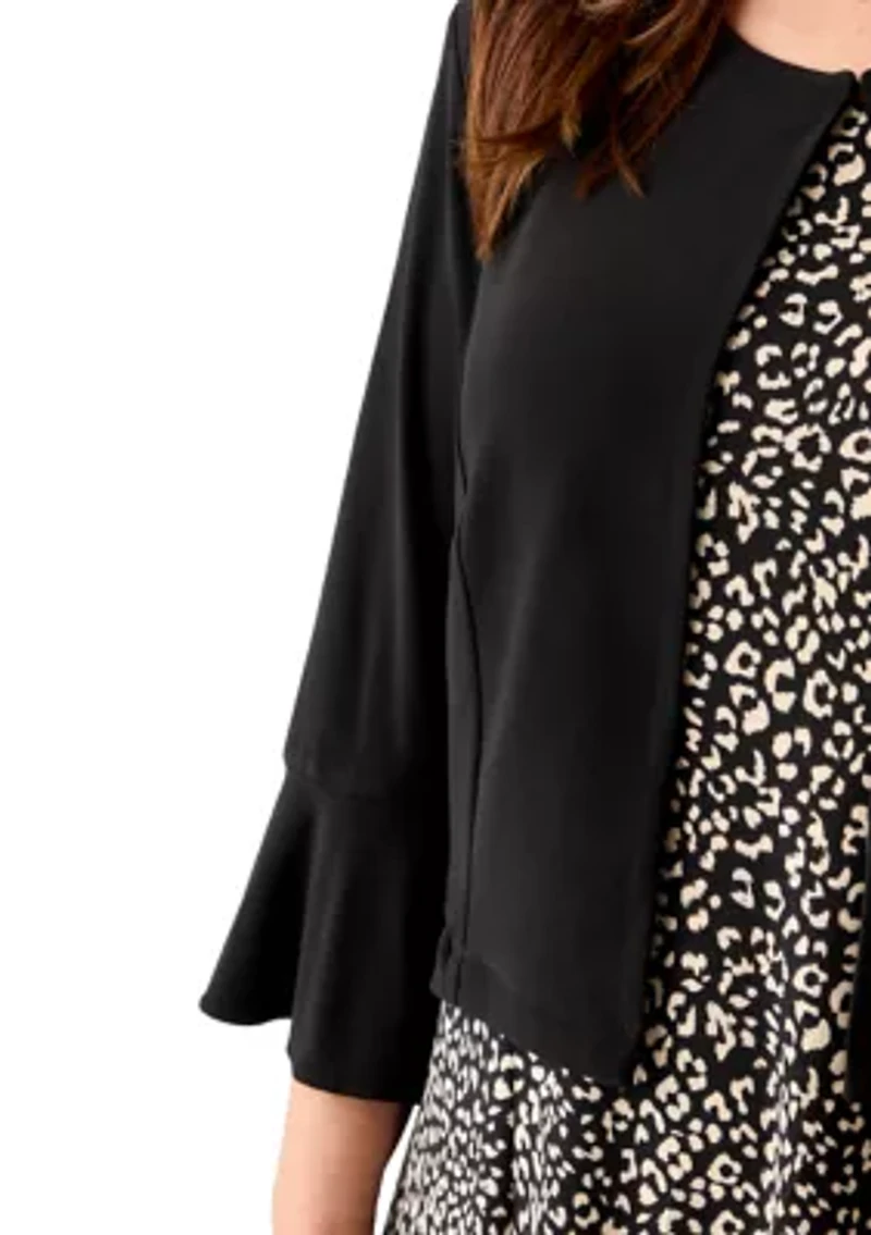Plus Crew Neck Printed Jacket Dress