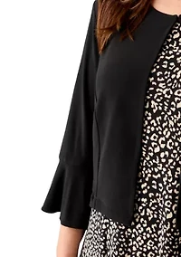 Plus Crew Neck Printed Jacket Dress