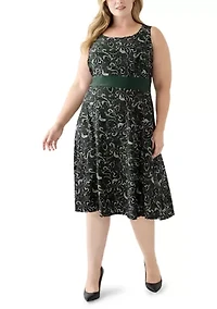 Plus Abstract Print Dress with Jacket