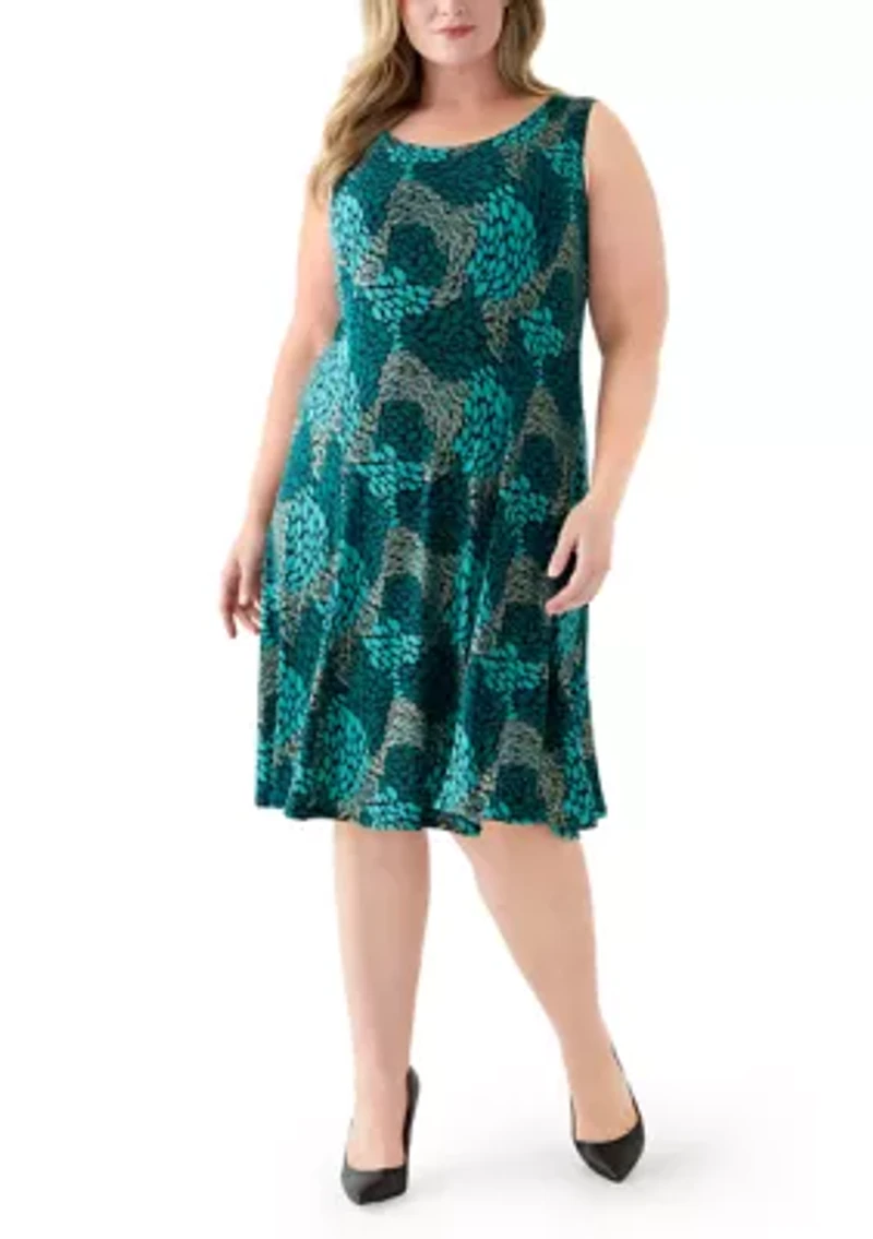 Plus Abstract Print Dress with Jacket