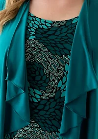 Plus Abstract Print Dress with Jacket