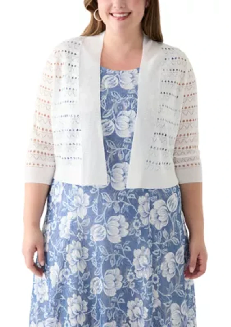 Plus Open Work Straight Hem Dress