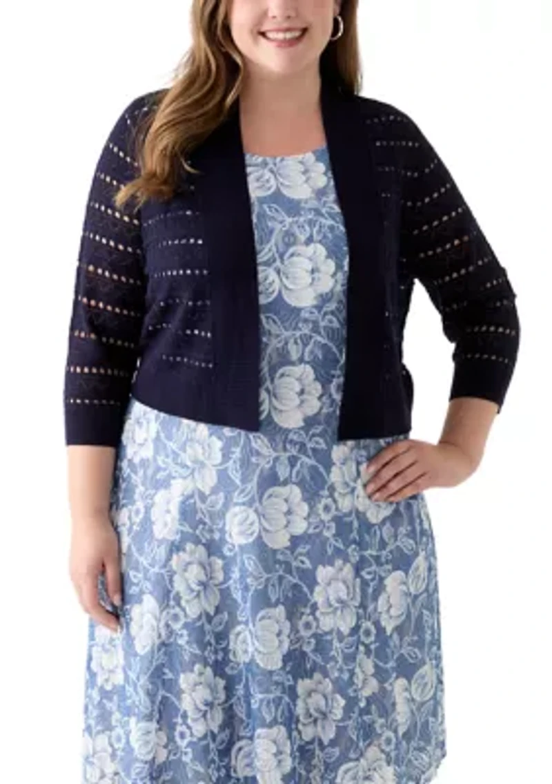 Plus Open Work Straight Hem Dress