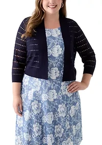 Plus Open Work Straight Hem Dress