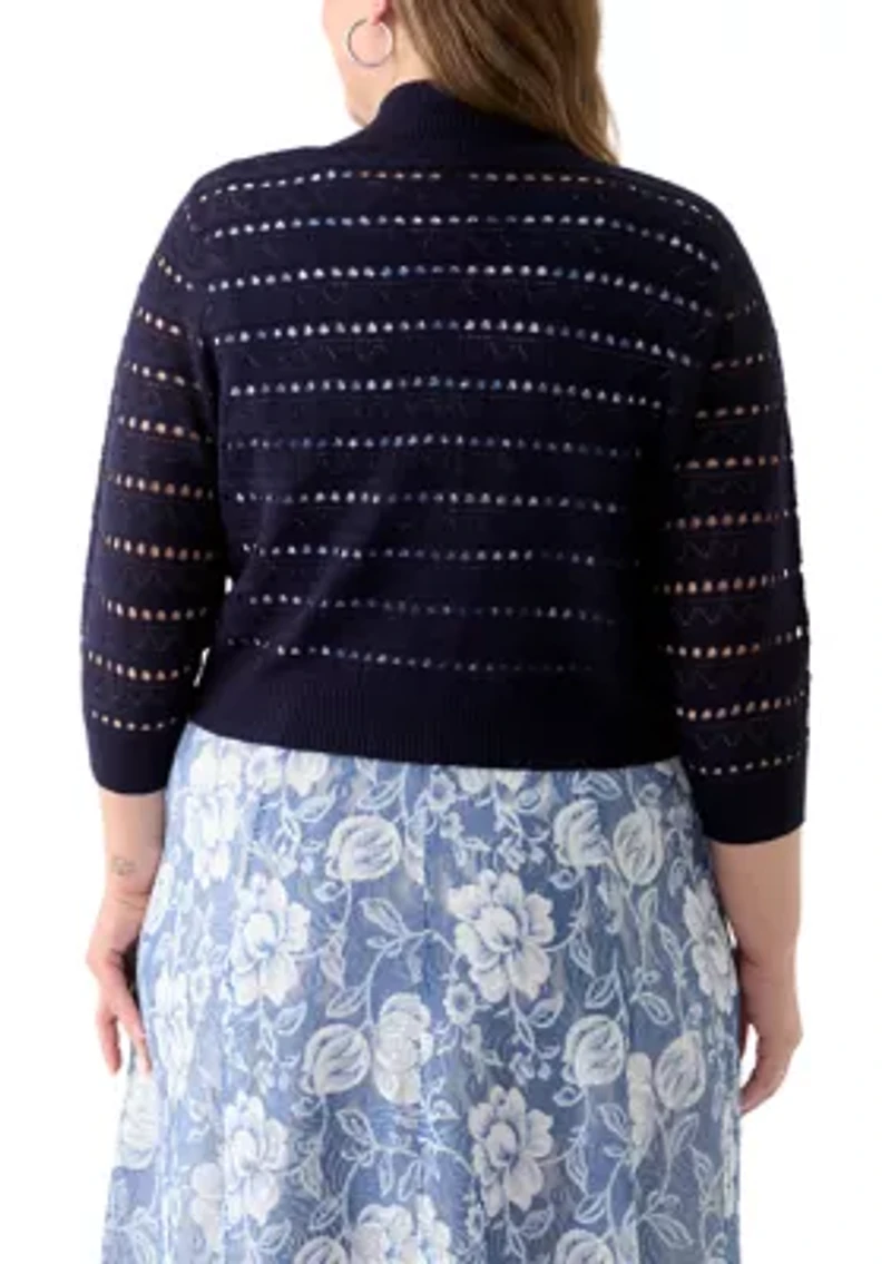 Plus Open Work Straight Hem Dress