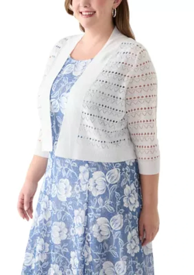 Plus Open Work Straight Hem Dress