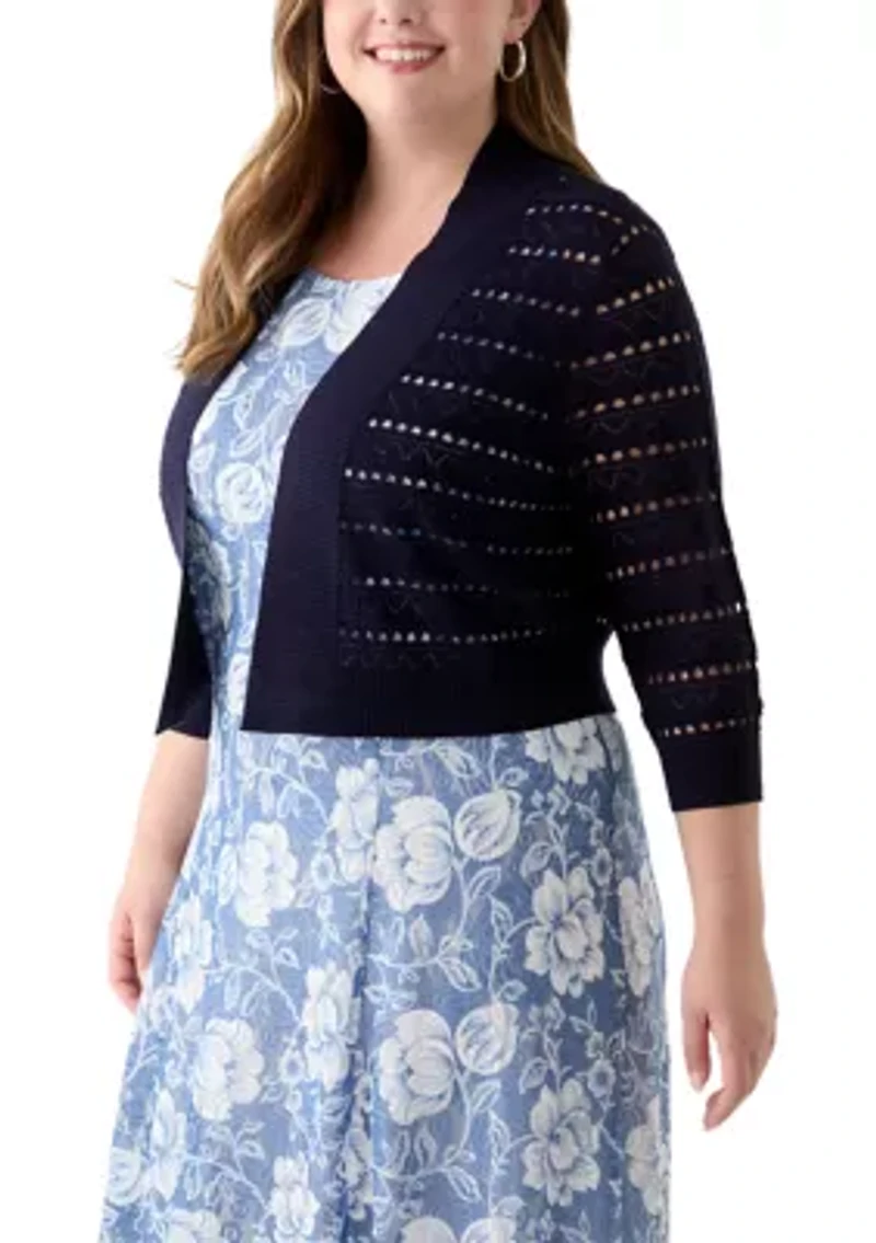 Plus Open Work Straight Hem Dress