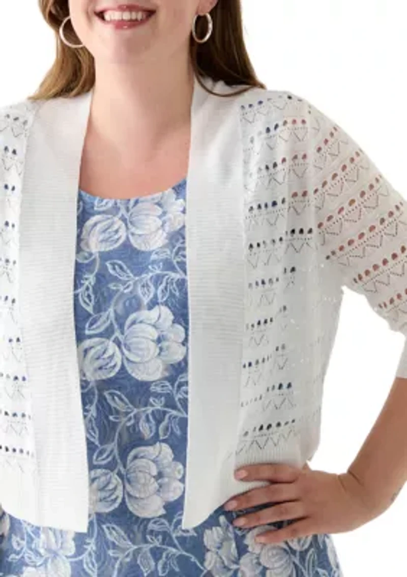 Plus Open Work Straight Hem Dress