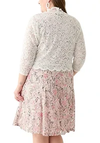 Plus Open Work Scalloped Hem Cardigan