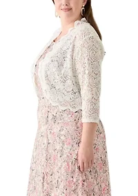 Plus Open Work Scalloped Hem Cardigan