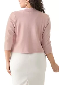 Plus Flat Knit Scalloped Cardigan