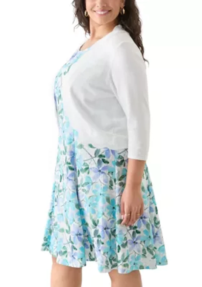 Plus Flat Knit Scalloped Cardigan