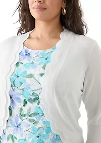 Plus Flat Knit Scalloped Cardigan