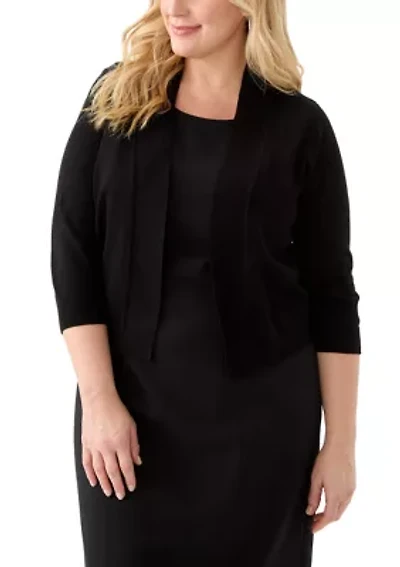 Plus Flat Knit Straight Hem Cardigan