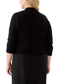 Plus Flat Knit Straight Hem Cardigan