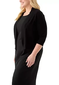 Plus Flat Knit Straight Hem Cardigan