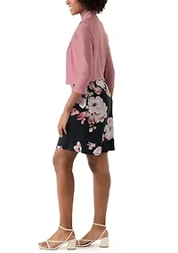 Women's Floral Dress and Solid Jacket