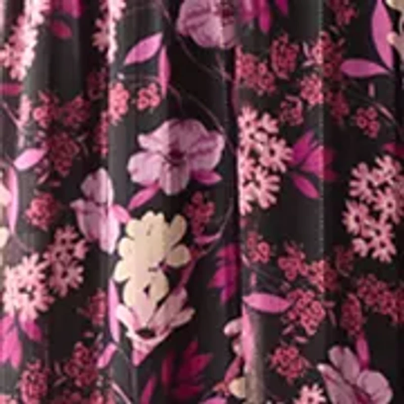 Plus Long Sleeve Floral Print Chiffon A-Line Dress