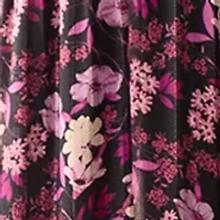 Plus Long Sleeve Floral Print Chiffon A-Line Dress