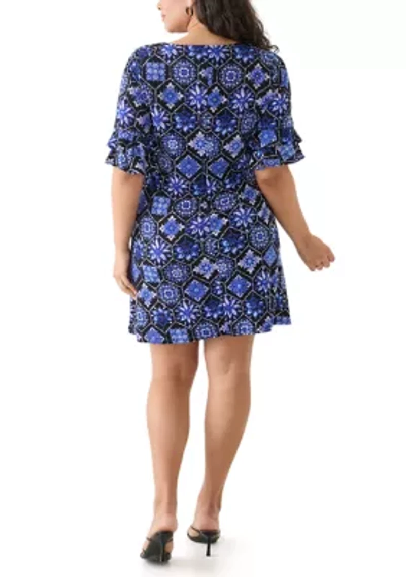 Plus Printed Shift Dress