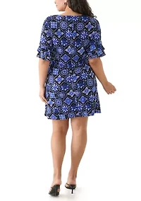 Plus Printed Shift Dress