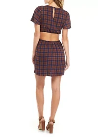 Juniors' Short Flutter Sleeve Cut Out Dress