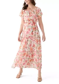 Women's Short Sleeve Crew Neck Floral Print Dress