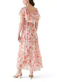 Women's Short Sleeve Crew Neck Floral Print Dress