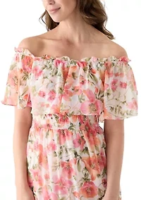 Women's Short Sleeve Crew Neck Floral Print Dress
