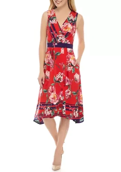 Women's Border Print A Line Dress