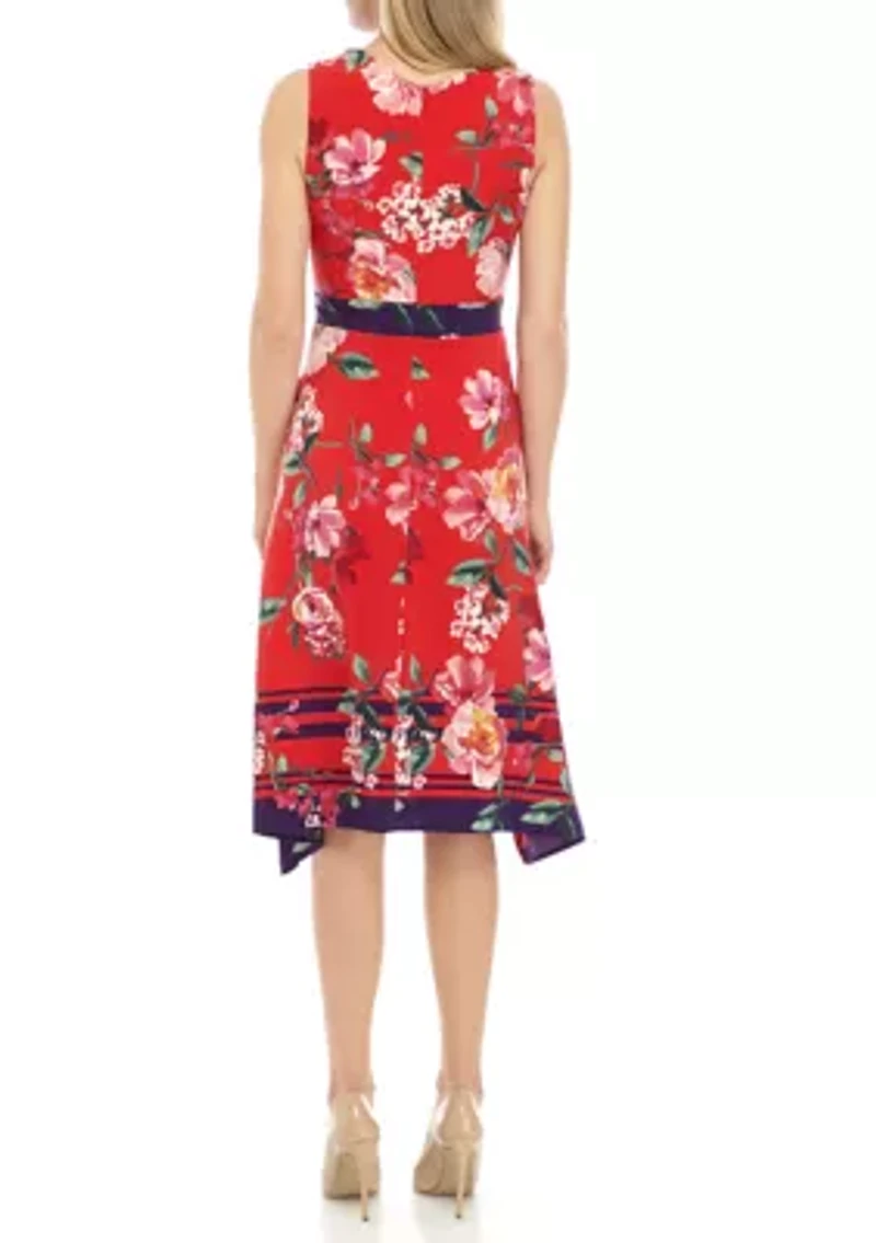 Women's Border Print A Line Dress