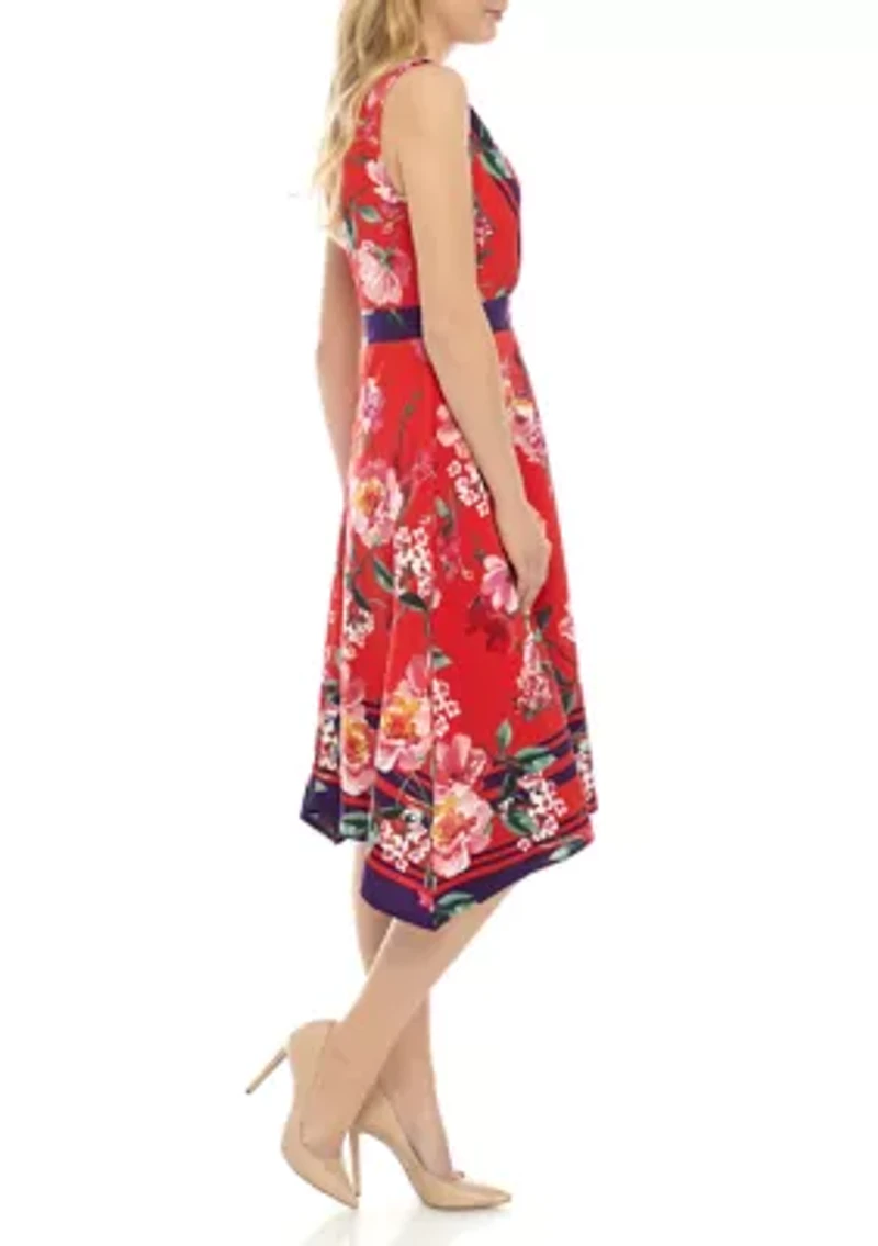 Women's Border Print A Line Dress