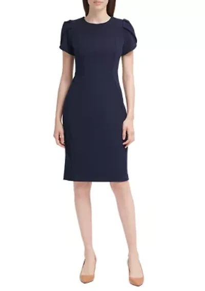Women's Puff Sleeve Scuba Shift Dress