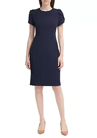 Women's Puff Sleeve Scuba Shift Dress