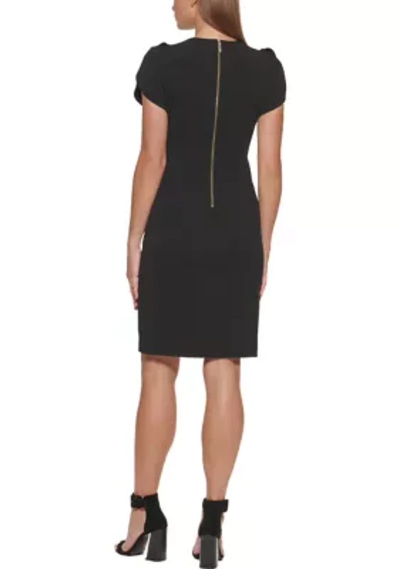 Women's Puff Sleeve Scuba Shift Dress