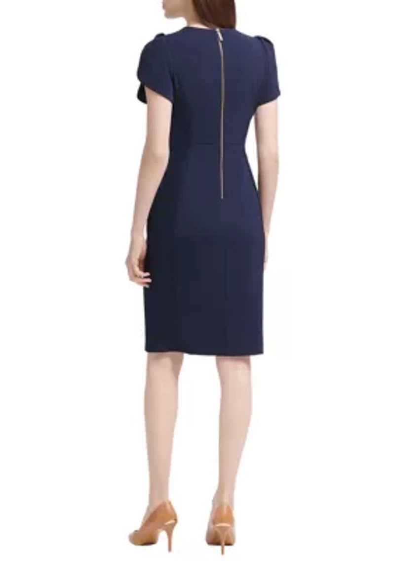 Women's Puff Sleeve Scuba Shift Dress