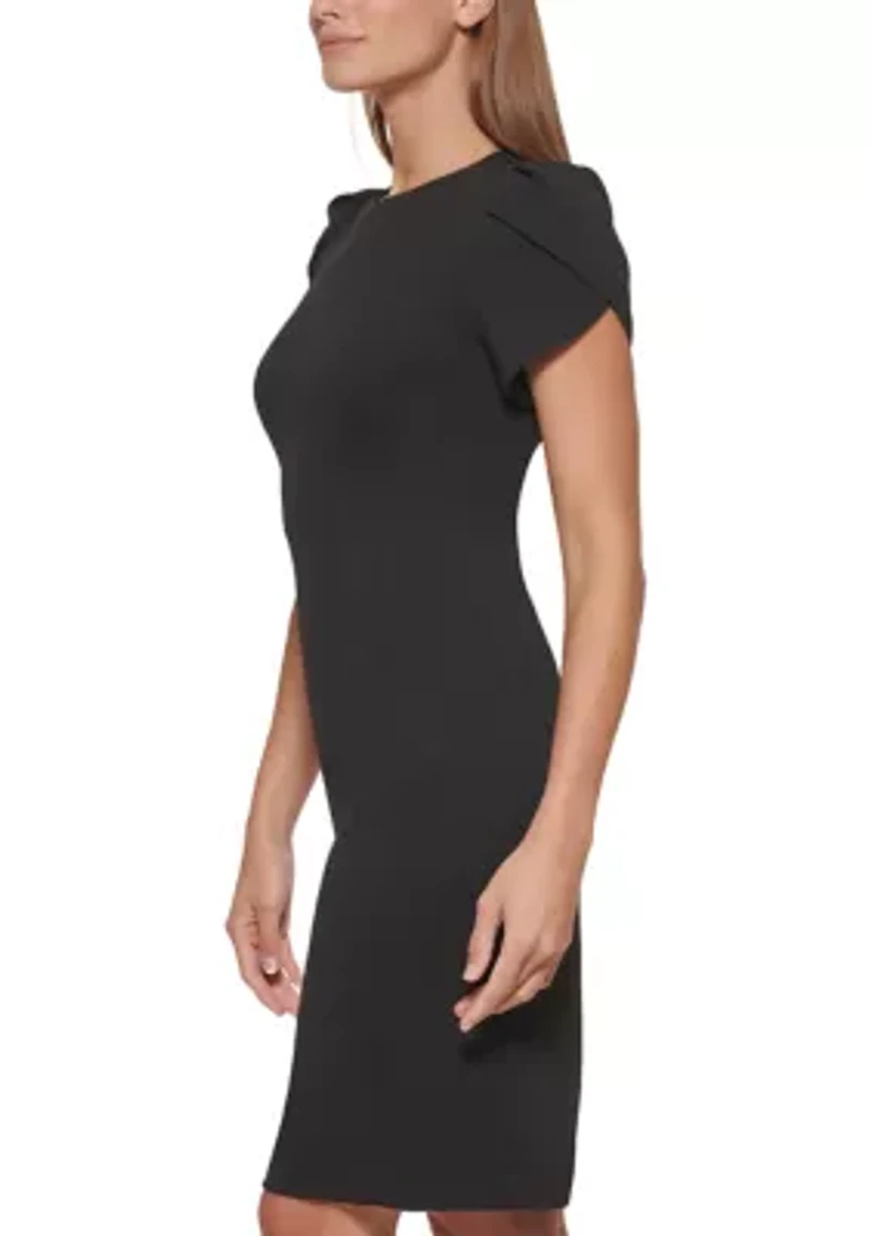 Women's Puff Sleeve Scuba Shift Dress