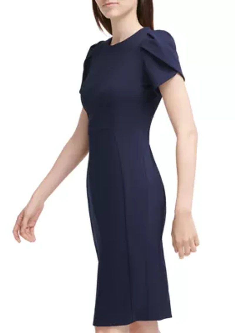 Women's Puff Sleeve Scuba Shift Dress