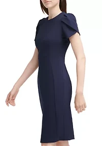 Women's Puff Sleeve Scuba Shift Dress