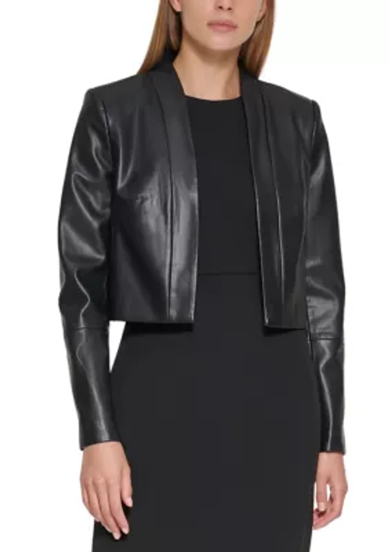 Women's Long Sleeve Faux Leather Jacket