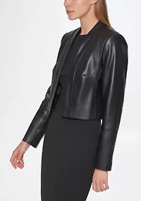 Women's Long Sleeve Faux Leather Jacket
