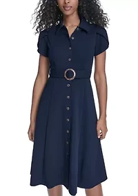 Women's Tulip Sleeve Midi Shirtdress