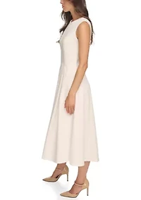 Women's Sleeveless Solid Scuba Midi Dress